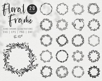 Floral Wreath SVG, Flower Frame, Wedding Circle (PNG SVG)