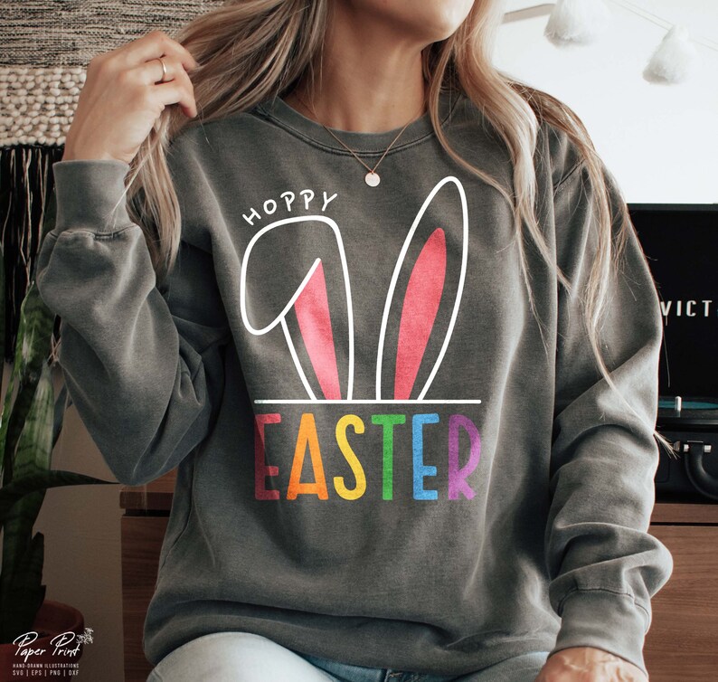 Hoppy easter SVG, happy easter SVG, easter bunny SVG, Easter Svg, Easter Shirt Svg, Easter Gift Svg, Funny Easter Svg, Png Dxf Sublimation image 3