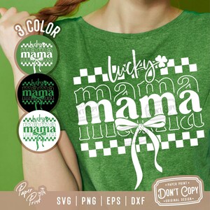Lucky mama SVG PNG, Retro Checkered Lucky St Patricks Day Coquette Png, St Patricks day png, Lucky png, St Patrick, St Pattys day Transfer