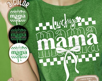 Lucky Mama St Patricks Day SVG PNG: Retro Checkered Design (Digital Download)