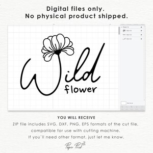 May include: Black and white digital illustration of a wildflower with the text "Wild flower" below it. The image is on a white background with a grid pattern.
