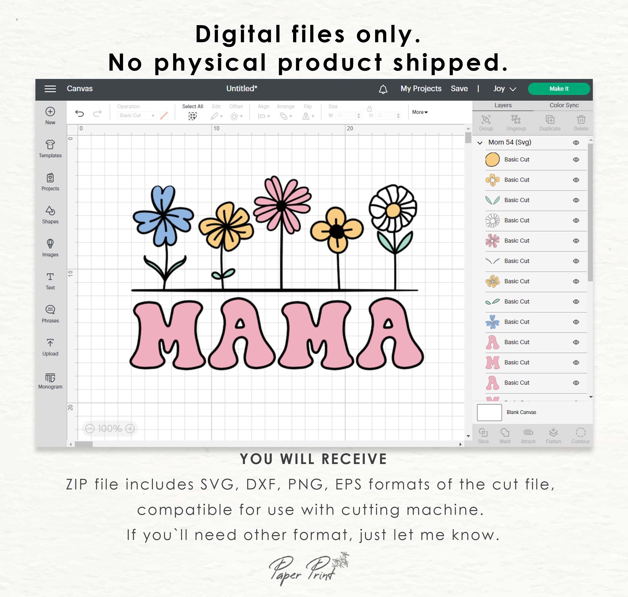 Mama Floral PNG SVG, Mother's Day Design (digital Download) - Etsy