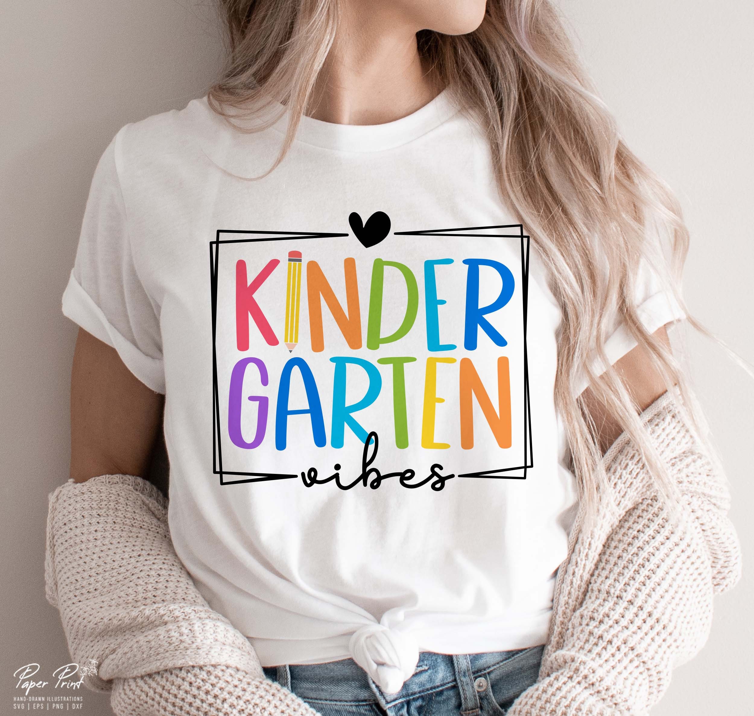 Kindergarten Vibes SVG, Teacher Life, Back to School Design (digital ...