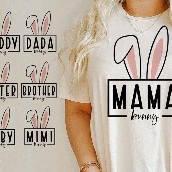 Familie Bunny SVG, Mama Bunny SVG, Baby Bunny Svg, Pasen Svg, Pasen Shirt SVG, Paascadeau voor haar Svg, Familie Shirt Svg, Png Dxf Cut-bestanden