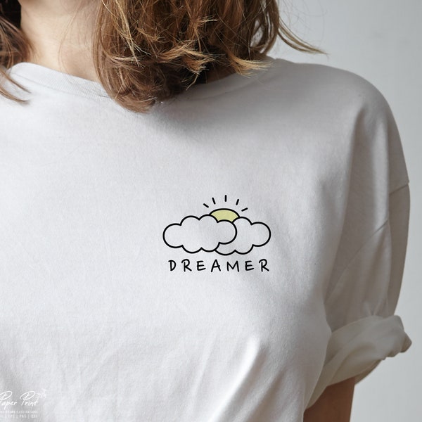 minimal svg, minimal line illustrations svg, dreamer svg, women shirt svg, girls shirt svg, birthday shirt women svg, Cloud Svg, Dxf Png