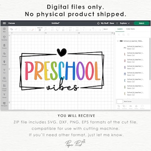 Preschool Vibes SVG PNG, Preschool Teacher Svg, Teacher Life Svg, Back ...