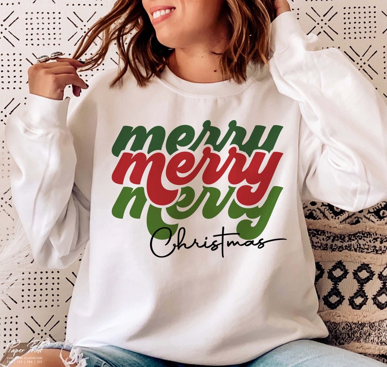 Retro Merry Christmas SVG, Groovy Jumper Design (Digital Download) image 4