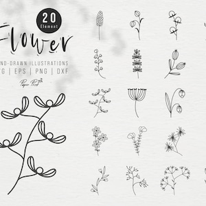 flower bundle svg, floral svg, flower bouquet svg, wildflower svg, leaves svg, flower png, line drawing svg, garden svg, Png Dxf Cut files