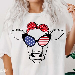 4th of July SVG PNG, Cow SVG, Independence Day Svg, American flag Svg, Animal face Svg, America Svg, Png Svg Files for Cricut Sublimation