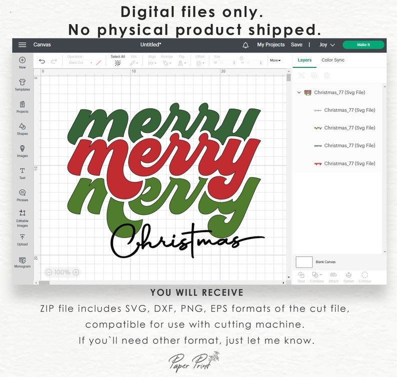 Retro Merry Christmas SVG, Groovy Jumper Design (Digital Download) image 5