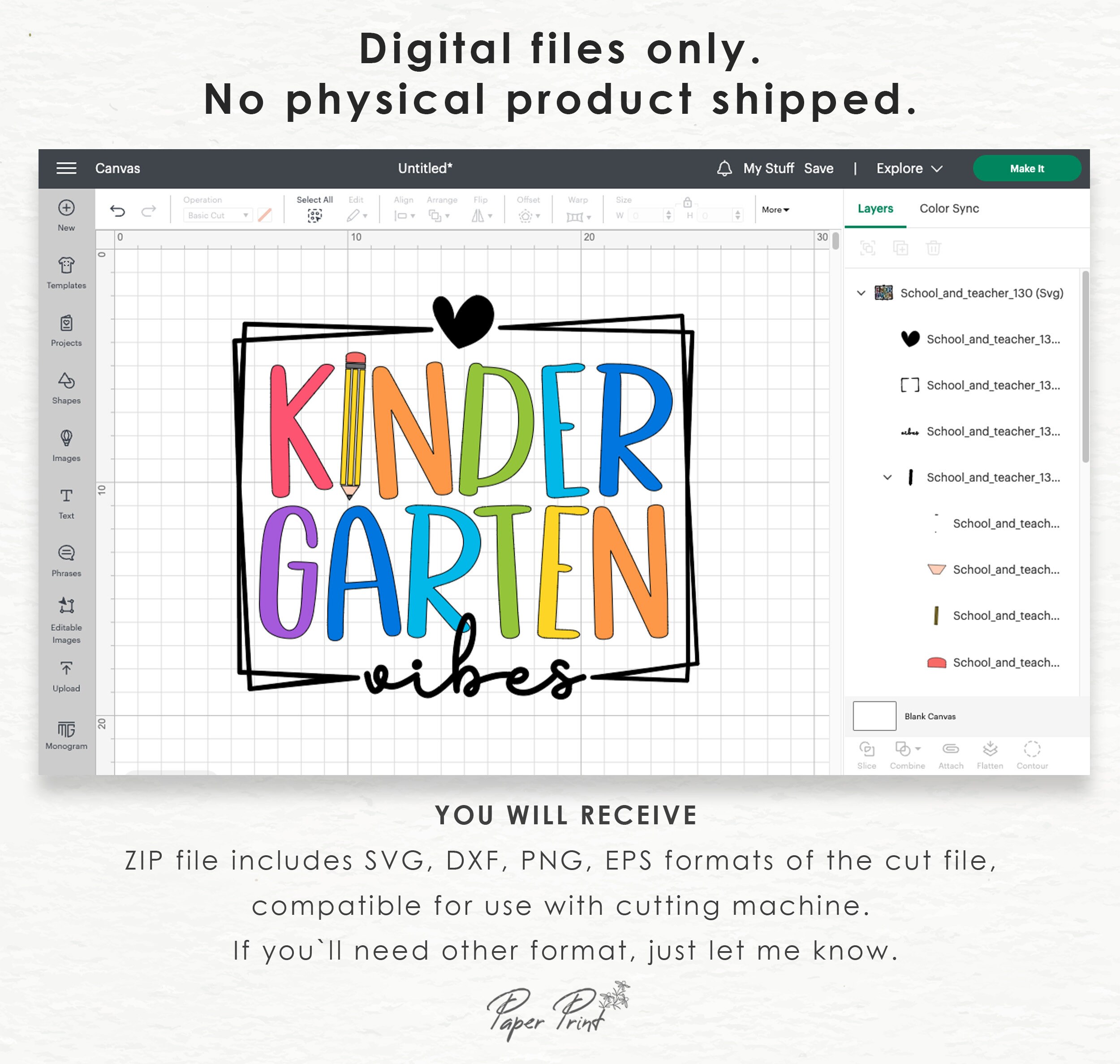 Kindergarten Vibes SVG, Teacher Life, Back to School Design (digital ...