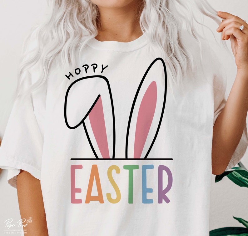 Hoppy easter SVG, happy easter SVG, easter bunny SVG, Easter Svg, Easter Shirt Svg, Easter Gift Svg, Funny Easter Svg, Png Dxf Sublimation image 1