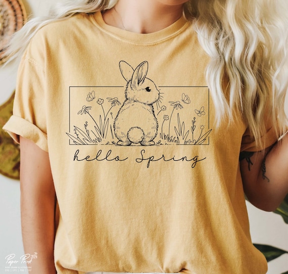 Hello Spring SVG, Easter SVG, Happy Easter Svg, Floral Bunny SVG, Easter Shirt Svg, Svg Cut Files For Cricut, Sublimation Designs Downloads
