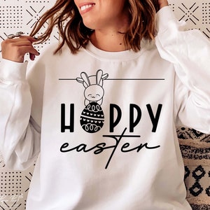 Wesołego Zajączka Wielkanocnego SVG, pliki projektów koszulek (pliki cyfrowe)