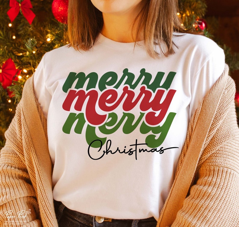 Retro Merry Christmas SVG, Groovy Jumper Design (Digital Download) image 1