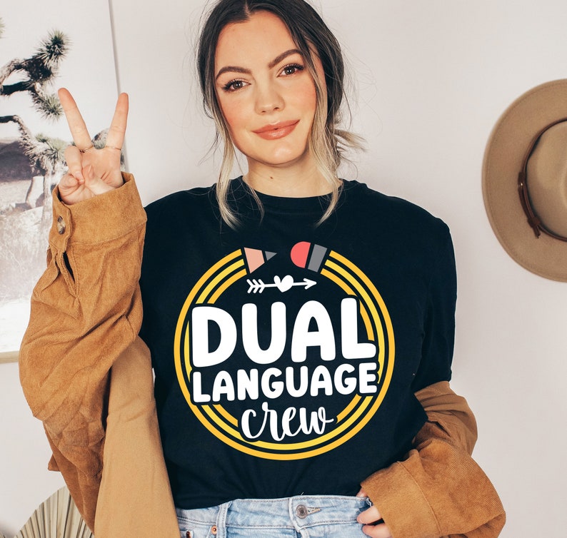 Dual Language Crew PNG SVG, Dual Language Team Squad Svg, Gifts for teacher, Bilingual Teacher Svg, Back to school Svg, Teacher Shirt Svg image 1