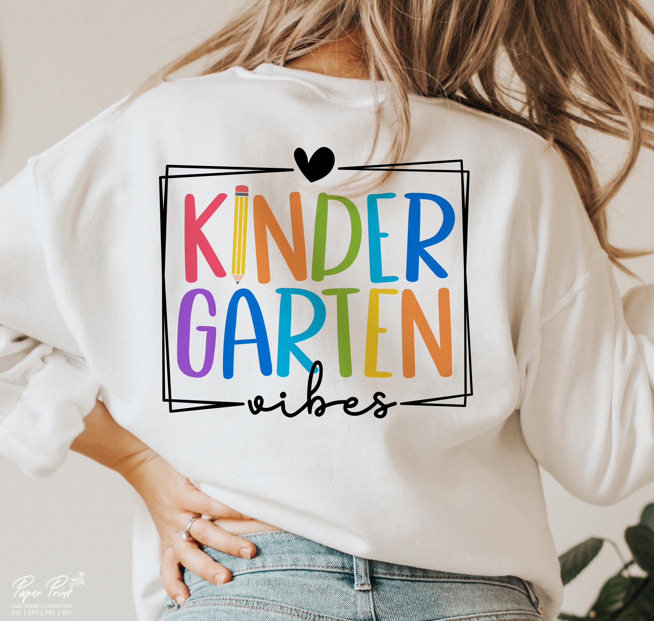 Kindergarten Vibes SVG, Teacher Life, Back to School Design (digital ...