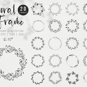 floral frame svg, floral wreath svg, monogram frame svg, floral border svg, flower wreath svg, circle frame svg, wedding frame svg, Png Svg