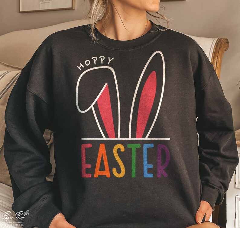 Hoppy easter SVG, happy easter SVG, easter bunny SVG, Easter Svg, Easter Shirt Svg, Easter Gift Svg, Funny Easter Svg, Png Dxf Sublimation image 2