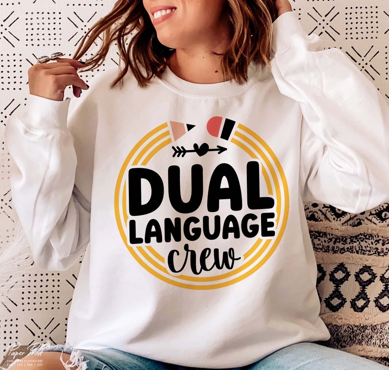 Dual Language Crew PNG SVG, Dual Language Team Squad Svg, Gifts for teacher, Bilingual Teacher Svg, Back to school Svg, Teacher Shirt Svg image 2