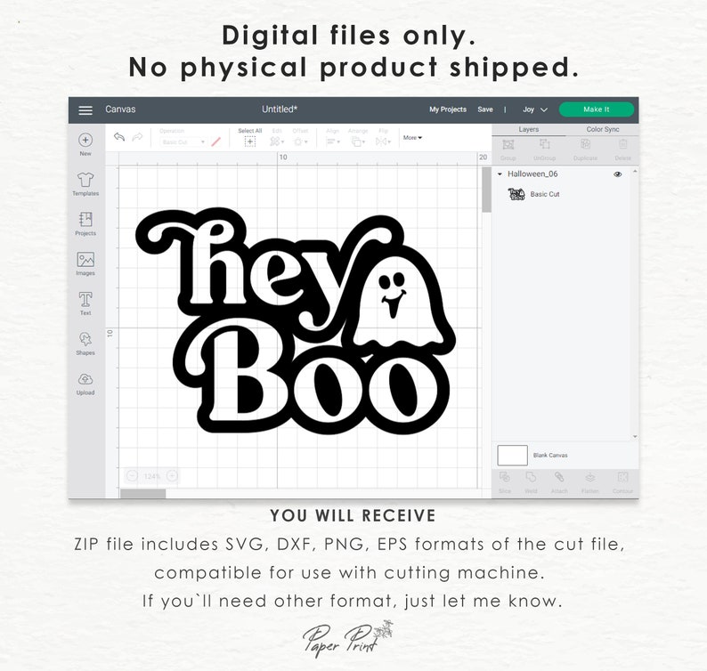 May include: A digital design file for a cut file featuring the text "They Boo" with a ghost graphic. The design is in black and white and is compatible with cutting machines.
