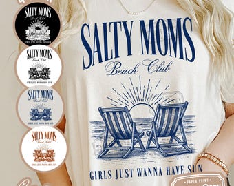 Trendy Salty Moms Beach Club SVG PNG: Retro Summer Design (Digital Files)