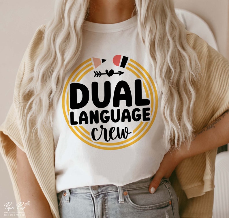 Dual Language Crew PNG SVG, Dual Language Team Squad Svg, Gifts for teacher, Bilingual Teacher Svg, Back to school Svg, Teacher Shirt Svg image 3