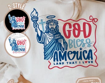Patriotic Christian SVG: God Bless America, Jesus 4th of July (Digital Files)