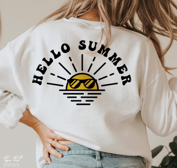 Hello Summer SVG, Beach Vibes PNG, Sublimation Cut Files (Digital Download)
