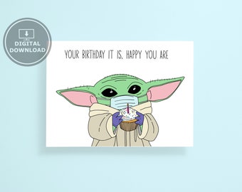 Yoda Birthday Card Etsy