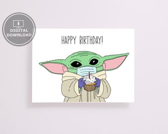 Yoda Birthday Card Etsy