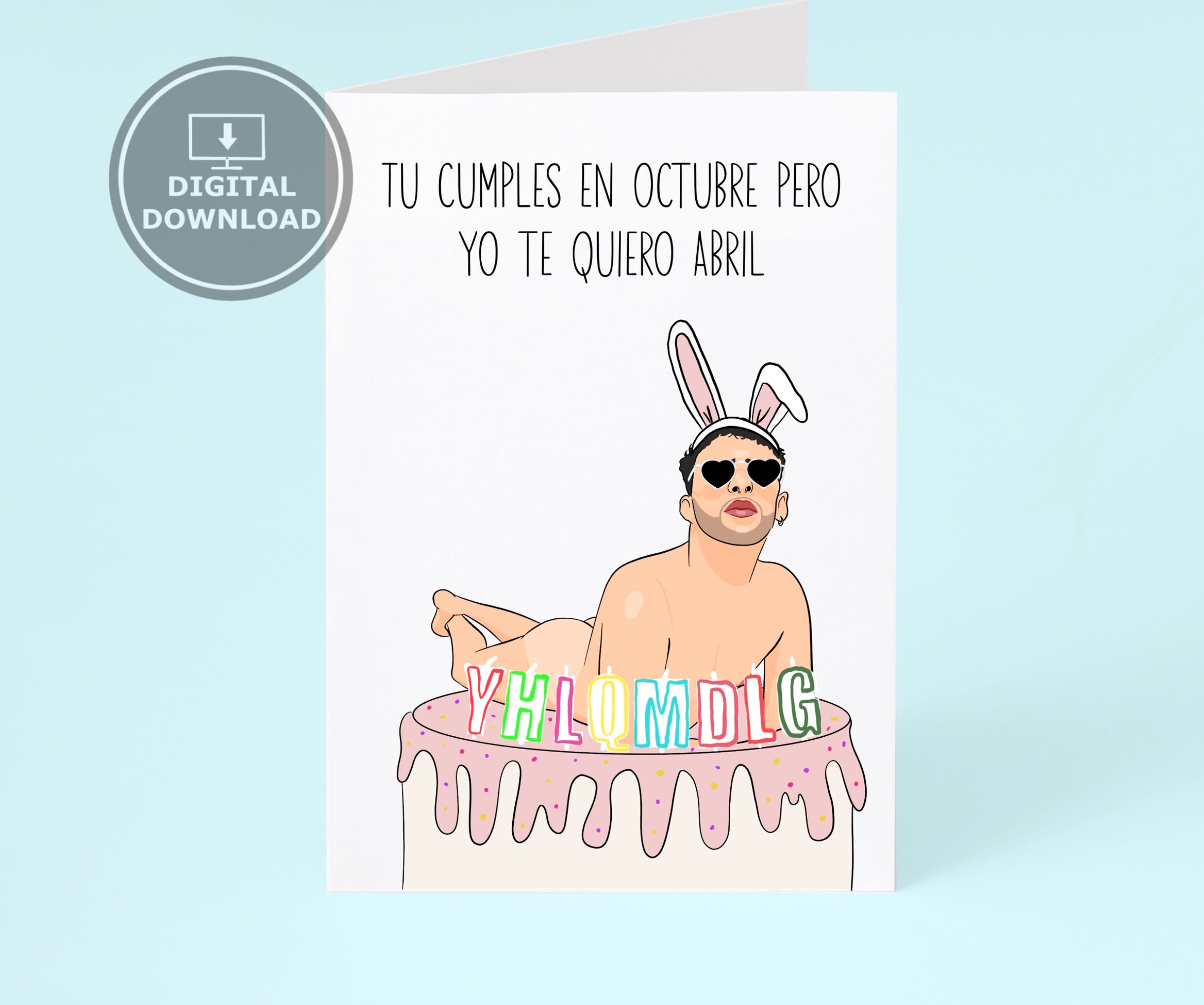 Bad Bunny Birthday Card Bad Bunny Gift Tarjeta De Cumpleaños - Etsy Norway