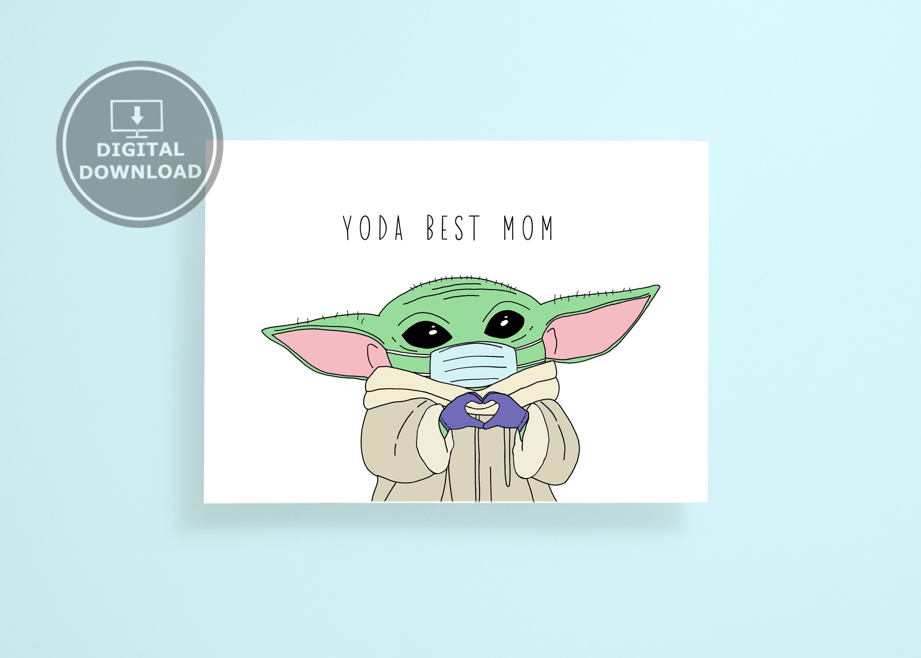 Printable Baby Yoda Mothers Day Card Yoda Best Mom Etsy New Zealand