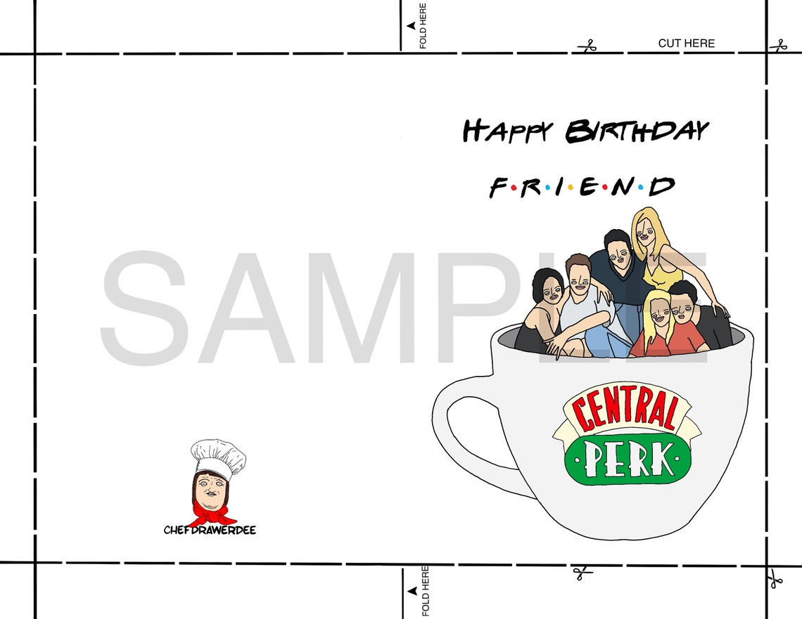 Printable Friends Birthday Card, Friends TV Show Card, Friend Theme ...