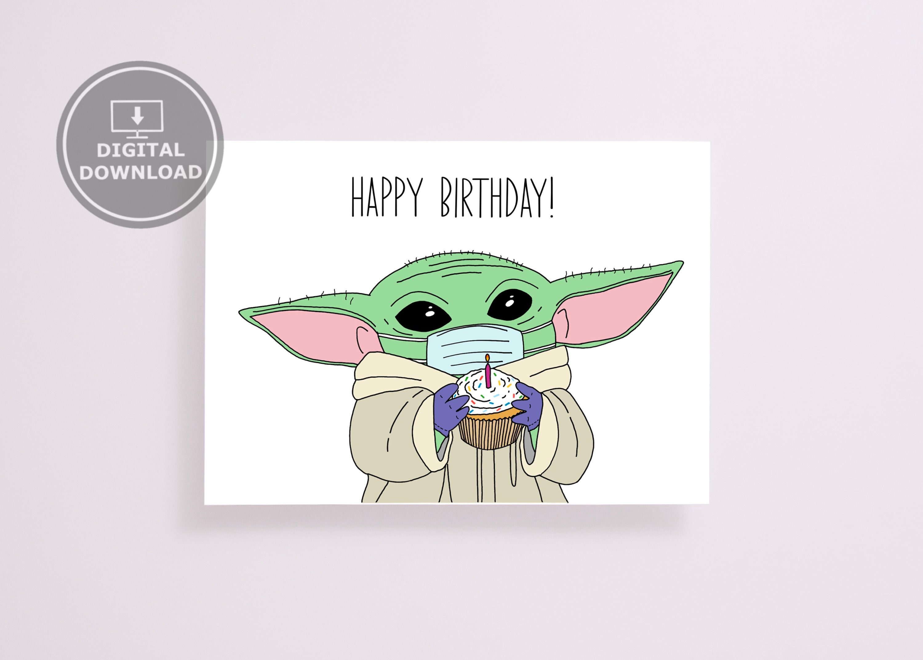 Printable Baby Yoda Birthday Card Baby Yoda Mandalorian Baby Etsy Canada