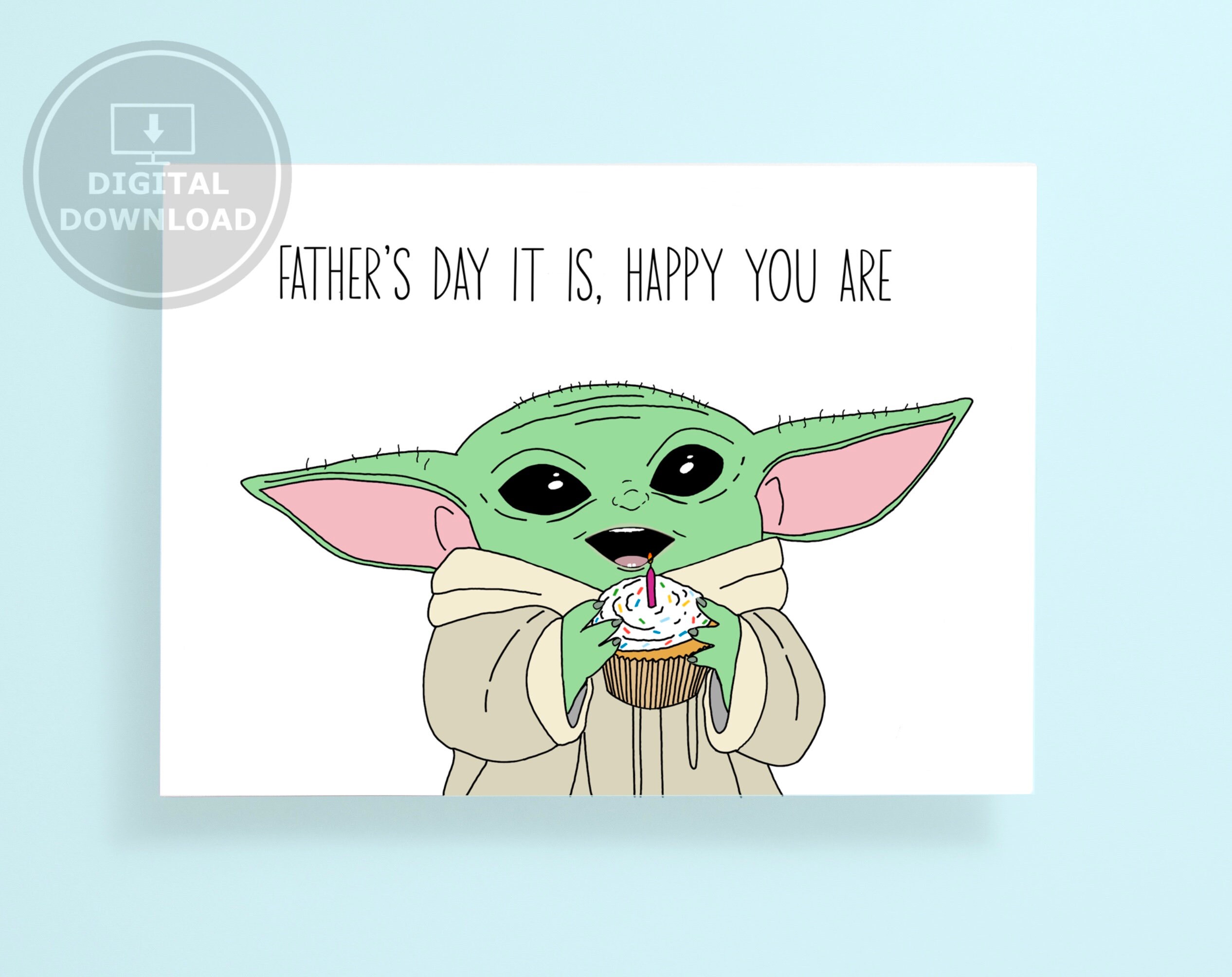 Printable Baby Yoda Mandalorian Fathers Day Card, Funny Baby Yoda Card