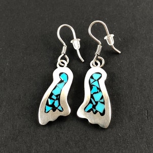 Taxco Sterling Silber Türkis Ohrringe: Schwarze Emaille Inlay, signiert TB-98