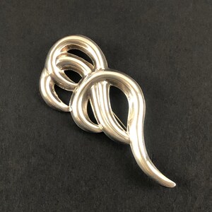 Large Modernist Mid-Century Mexican Sterling Silver 925 Swirl Brooch / Water Waves / 20 Grams