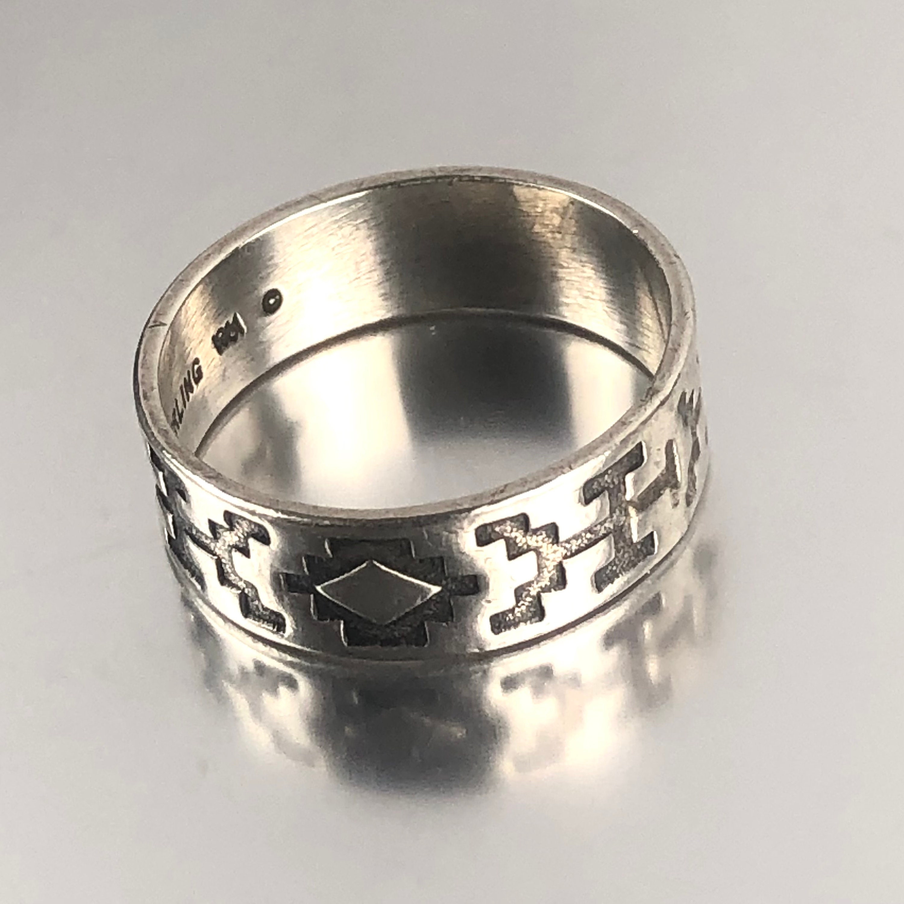 Wheeler Manufacturing Co. パウアシェル カボション 9 Vintage Wheeler Manufacturing Sterling Silver Overlay Ring