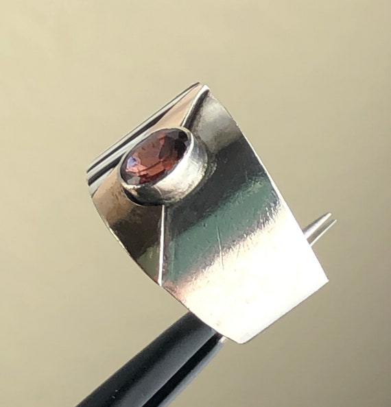 Faceted Garnet Gemstone 825 Silver and Overlaid B… - image 6