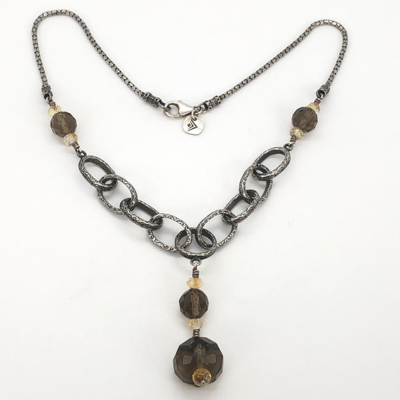 Silpada Sterling Silver Lariat Necklace With Smoky Quartz and
