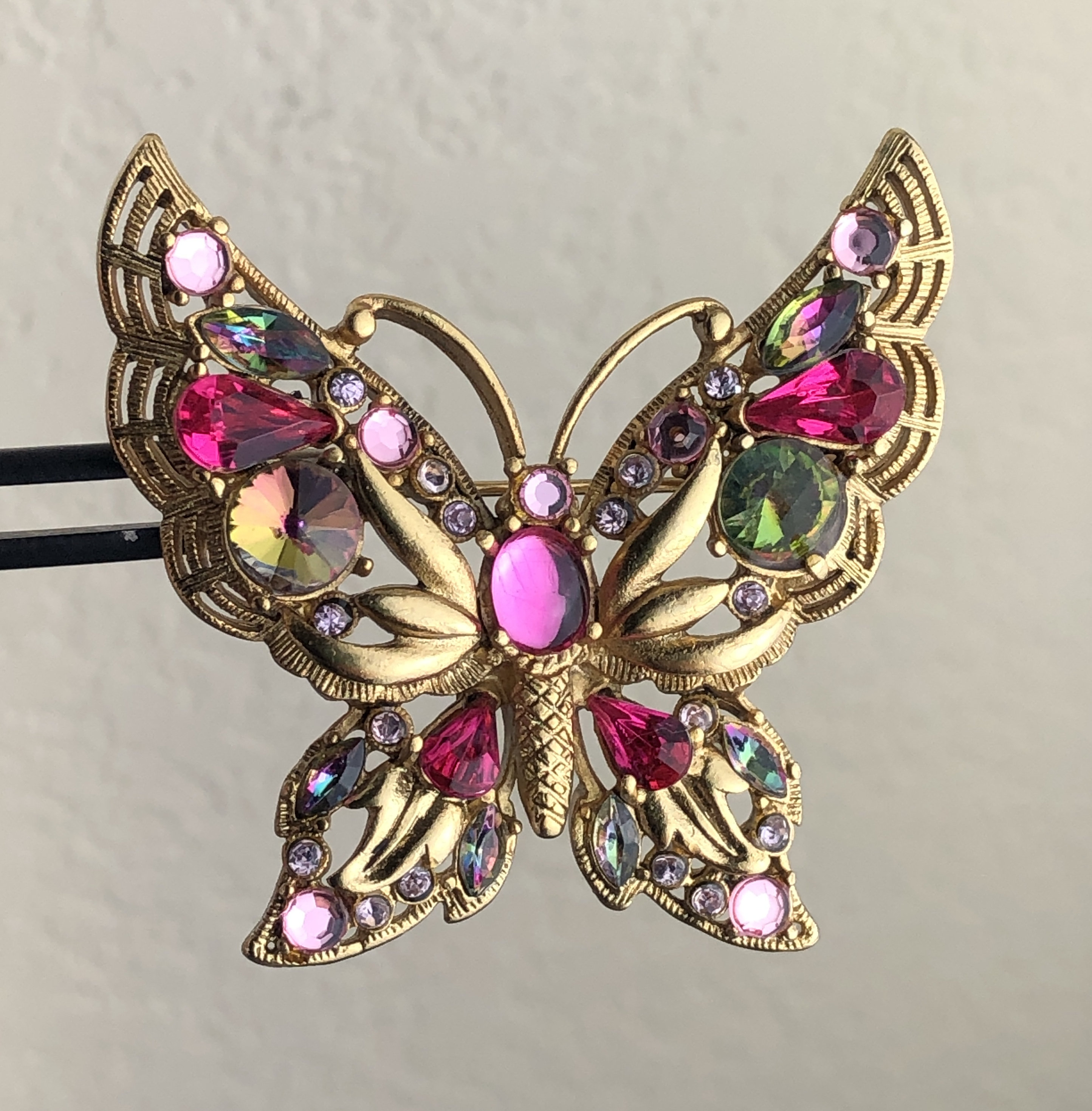 Elegant Red Butterfly Brooch Pin - Gold Tone With Austrian Crystal Jewelry For Women 3 thumbnail image
