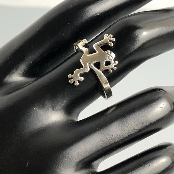 Sterling Silver 925 Frog Figural Stackable Ring S… - image 2