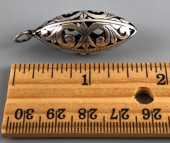 Sterling Silver Scroll, Openwork Ellipsoid, Rugby… - image 8