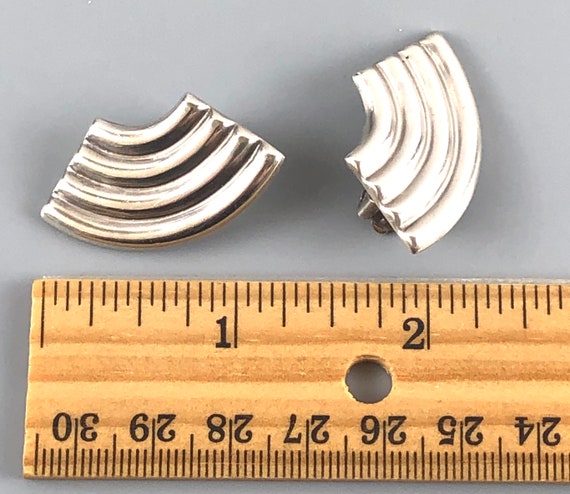 Sterling Silver 925 Ribbed Statement Modernist Mi… - image 10