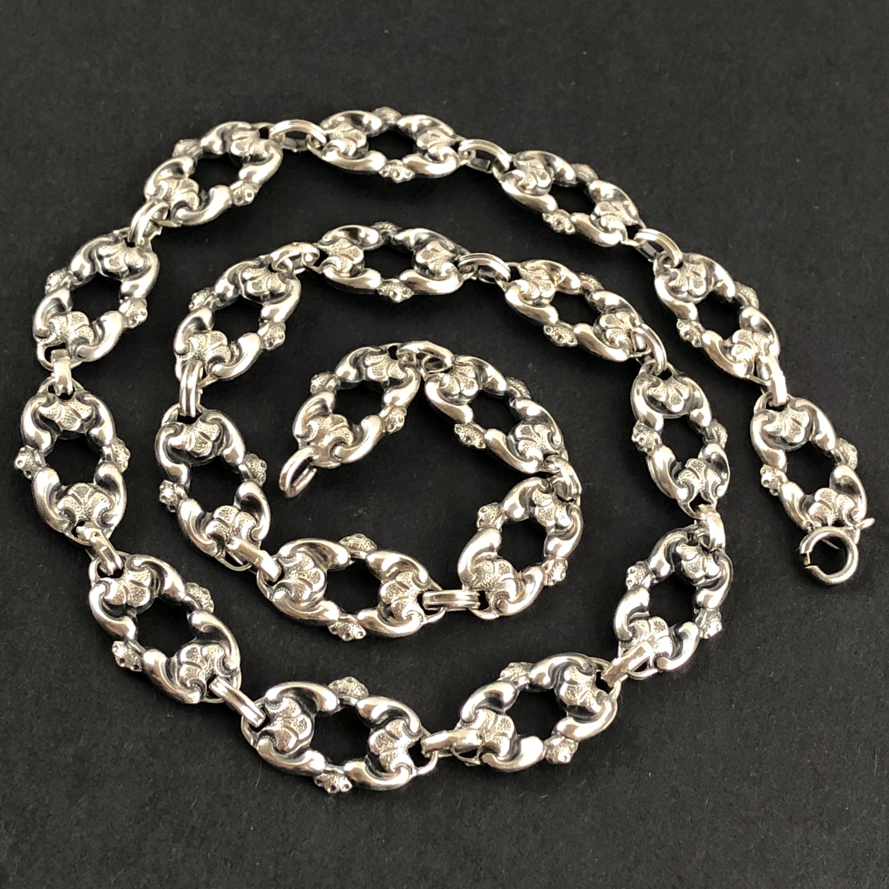 アクセサリー vintage Germany silver835 necklace Antique German Jugendstil Art Nouveau 835 Silver Etched, Repousse