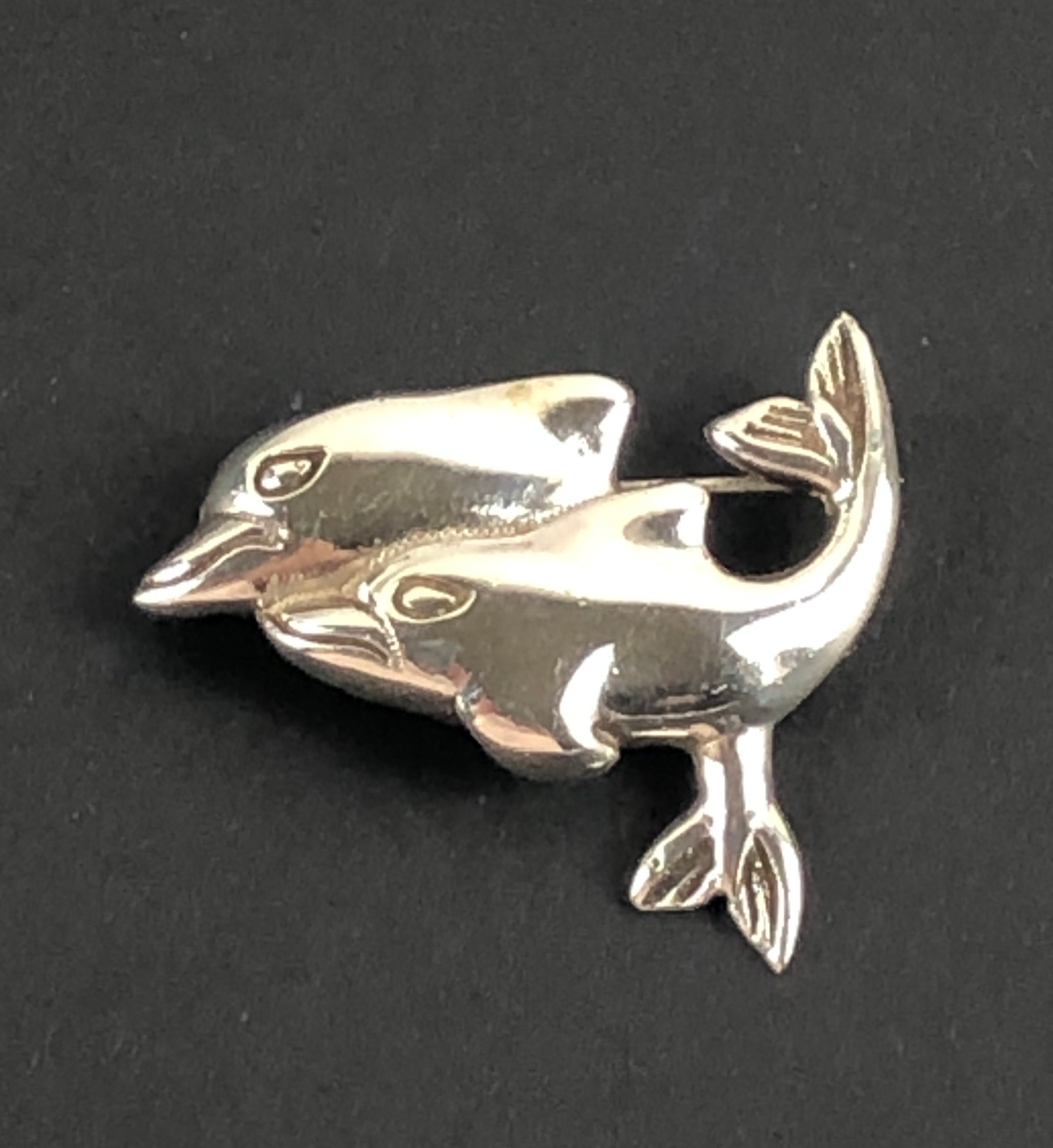 925 Dolphin Brooch - Etsy