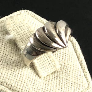 Chapal Zenray Sterling Silver Modernist, Asymmetric Ribbed Statement Ring Size 5.75 Signed NR 925 Gift for Her, Him