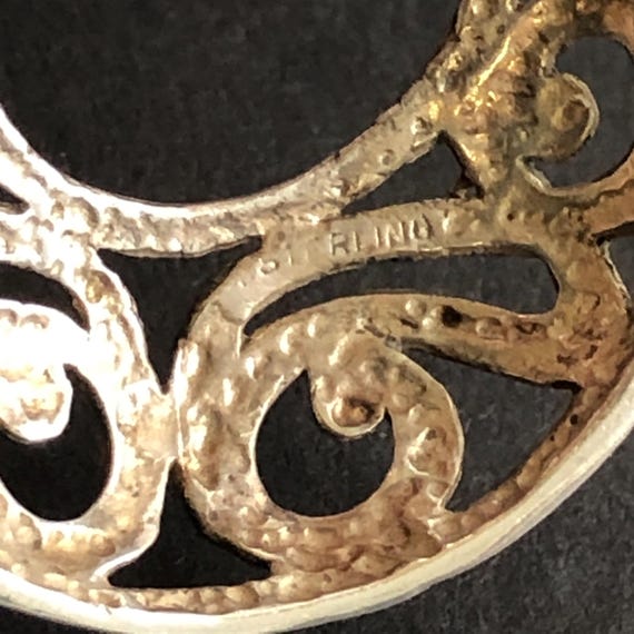 Sterling Silver Scroll Openwork Domed Teardrop-Sh… - image 8