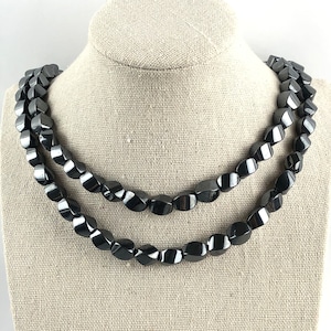 Jay King DTR Non-Magnetic Hematite Beaded Sterling Silver Two-Strands Necklace/Desert Rose Trading Southwestern/18”-20.5” Long